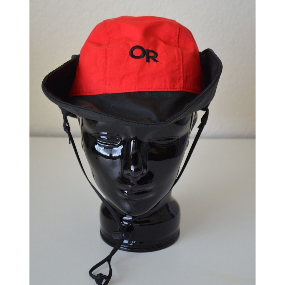 90s Outdoor Research OR Seattle Sombrero Rain Hat Size M Gore-TEX Red & Black